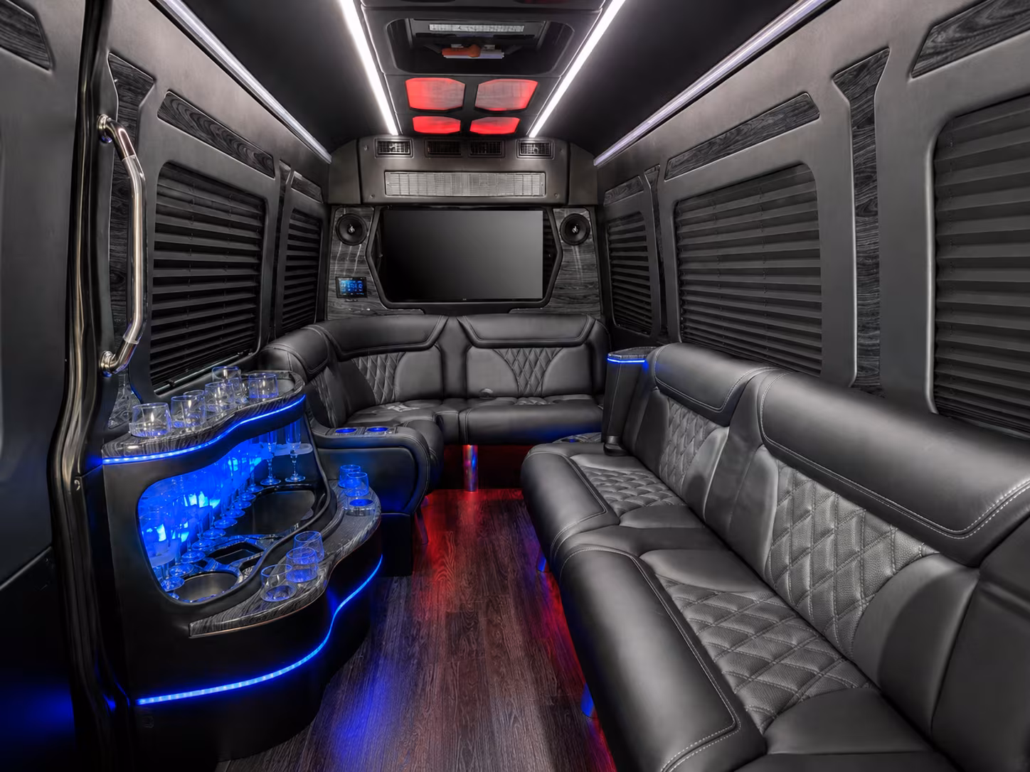 baytown 28 passenger party bus interior